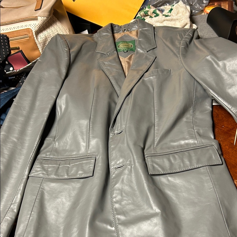 Vintage Hill & Archer Gray Leather Jacket